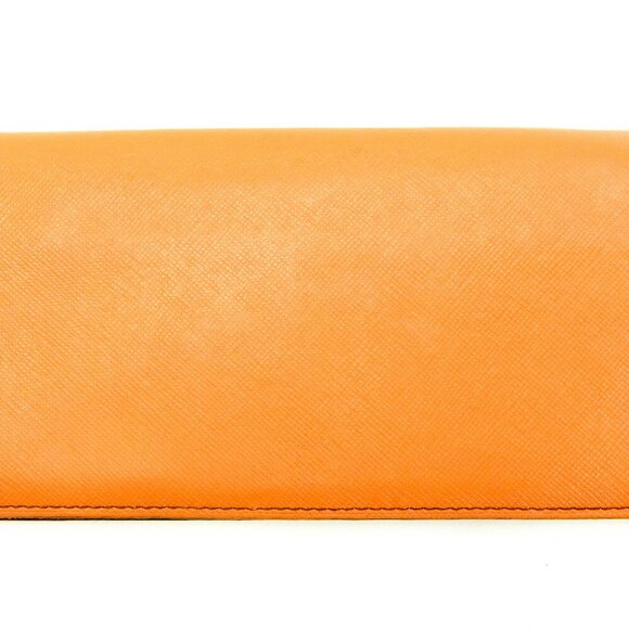 Burberry Long Wallet Orange Leather Authentic Used - Picture 1 of 8